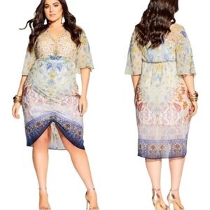 City Chic Mirrored Zambia Multicolor Women's Convertible‎ Dress Plus Size 16 New